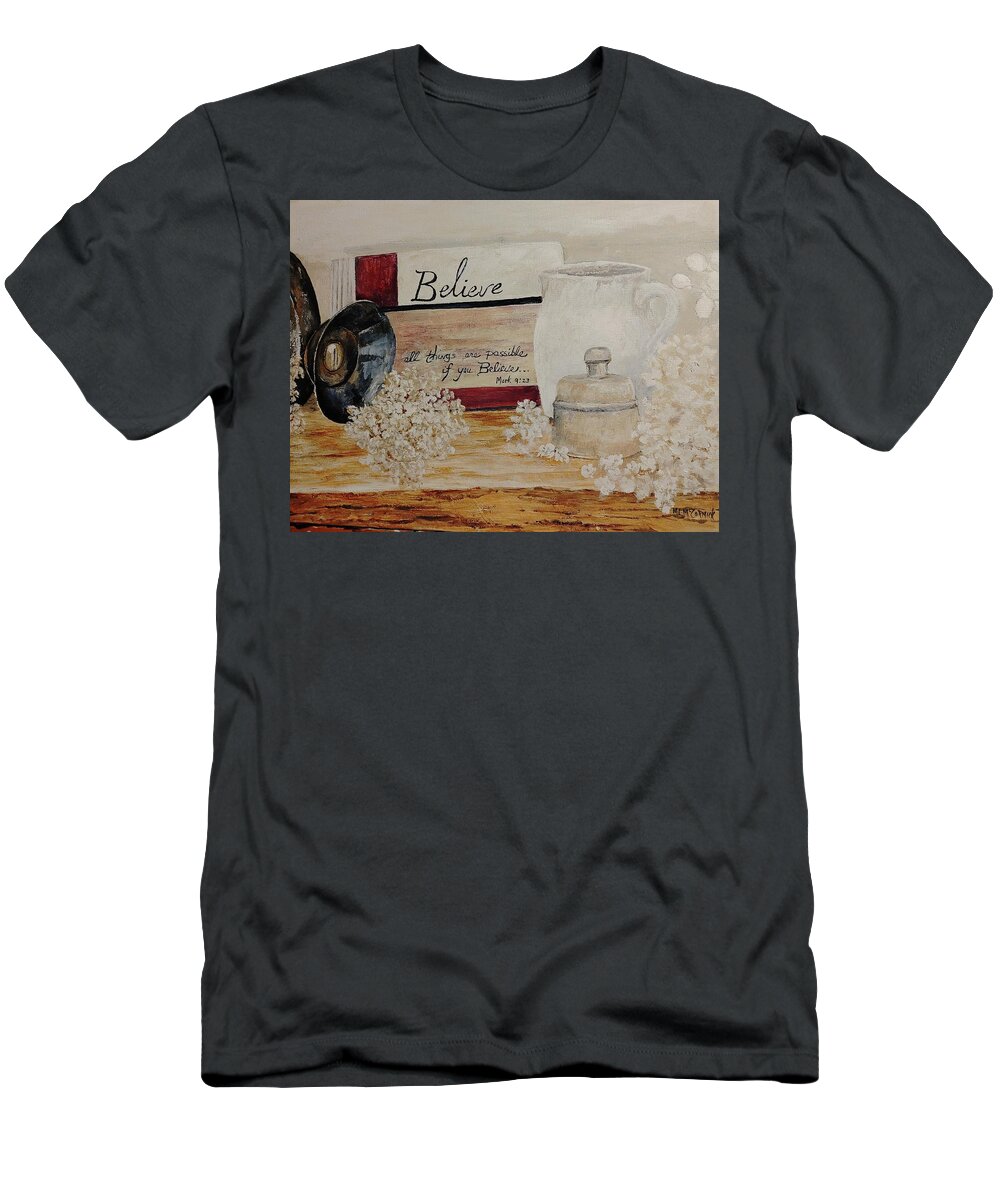 Country Living T-Shirt featuring the painting Treasures from Mother's Kitchen by ML McCormick