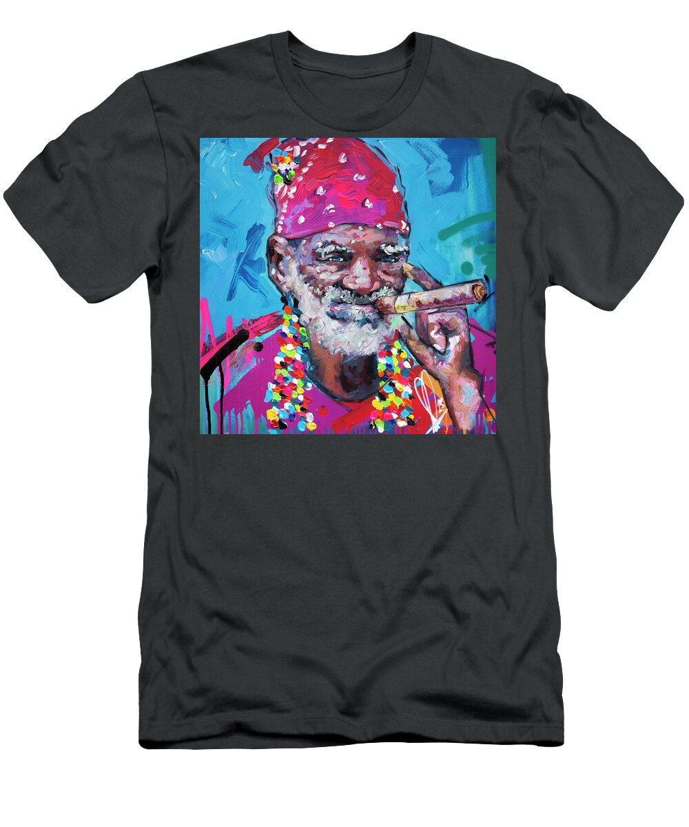 Cuban Cigar T-Shirt featuring the painting Man smoking a Cuban Cigar by Richard Day