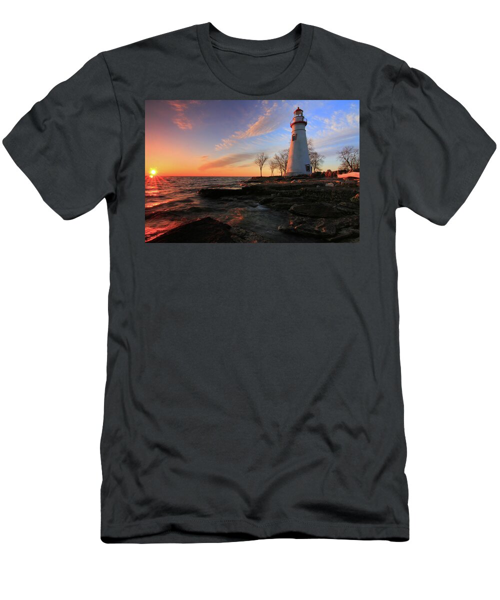 Marblehead Lighthouse Sunrise Panorama T-Shirt featuring the photograph Marblehead Lighthouse Sunrise Panorama by Dan Sproul