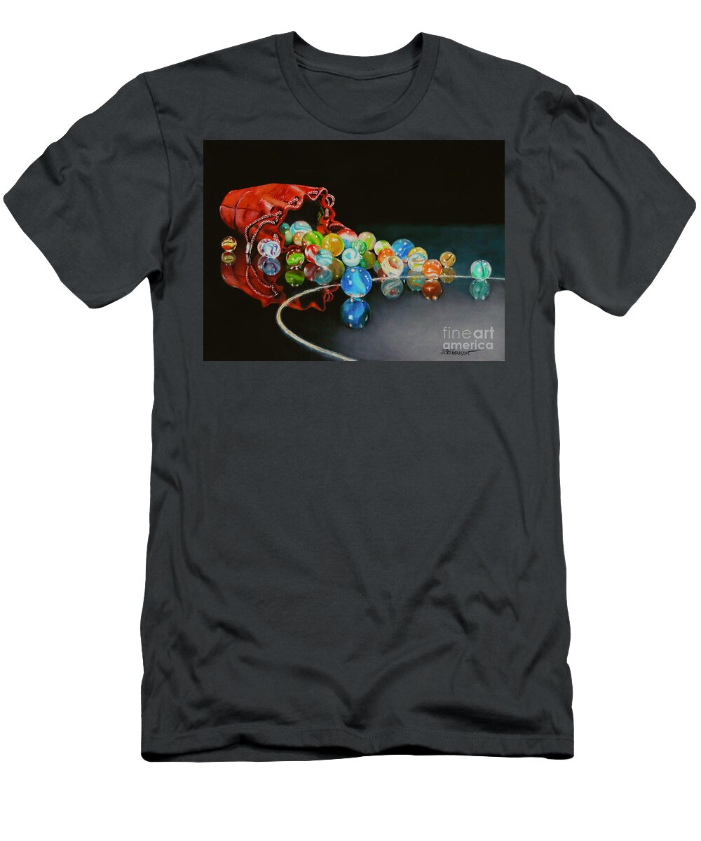 Marbles T-Shirt featuring the painting Marbles by Jeanette Ferguson