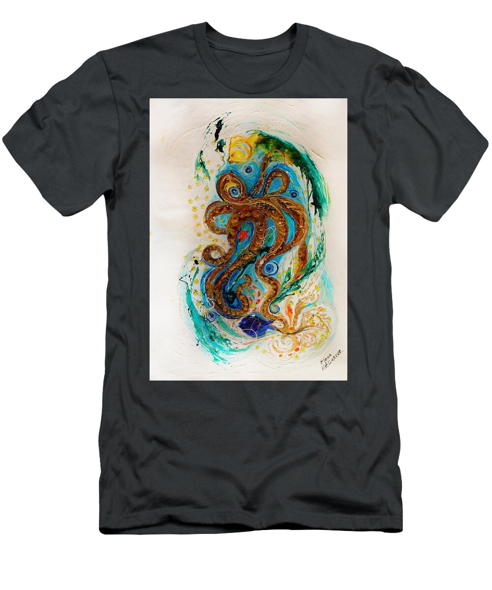 Sea Life T-Shirt featuring the painting Mare nostrum series #10 by Elena Kotliarker