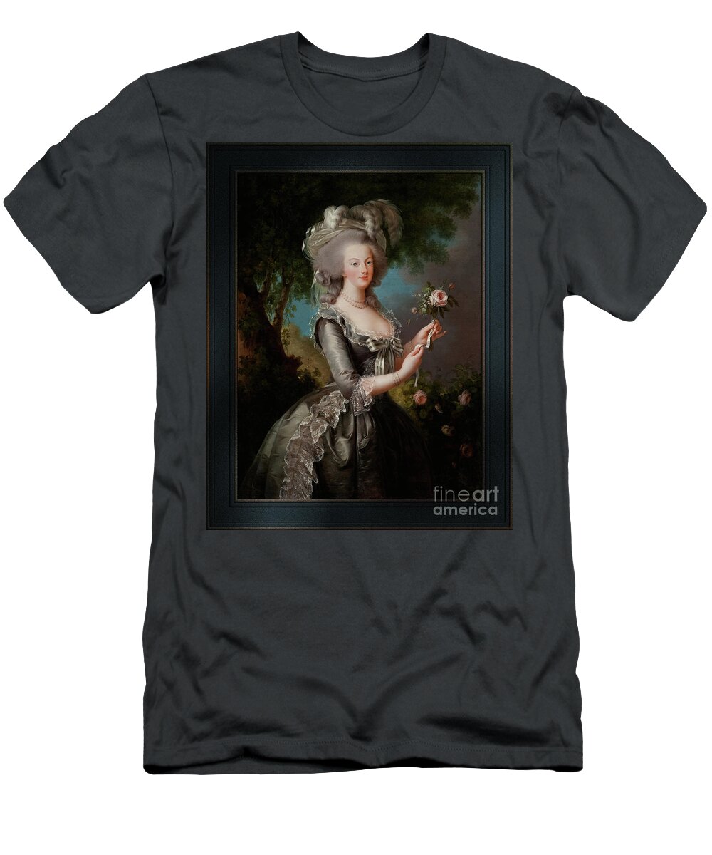 Marie Antoinette With A Rose T-Shirt featuring the painting Marie Antoinette with a Rose by Elisabeth-Louise Vigee Le Brun by Rolando Burbon