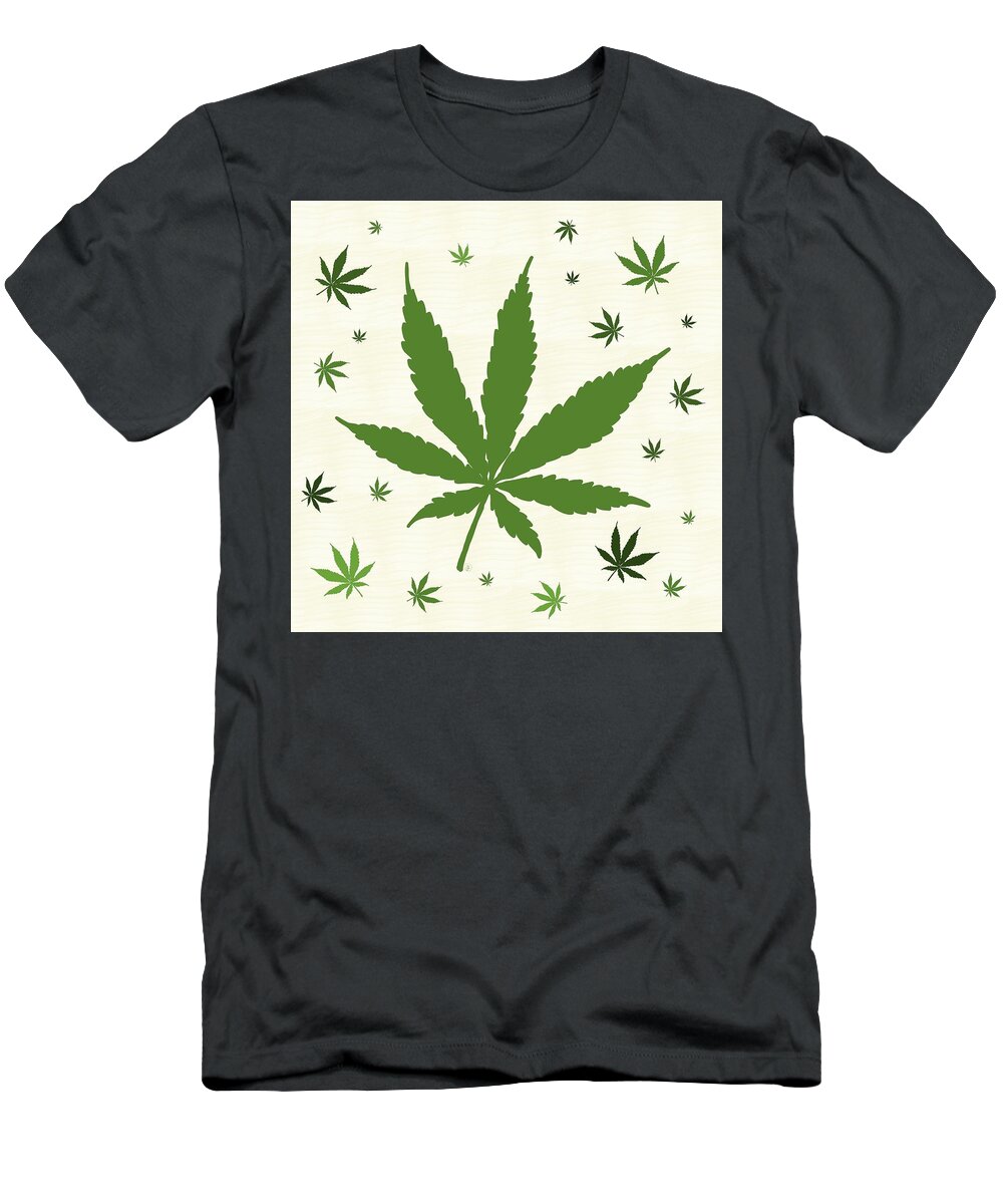 Cannabis T-Shirt featuring the digital art Marijuana Leaf Art by Angie Tirado