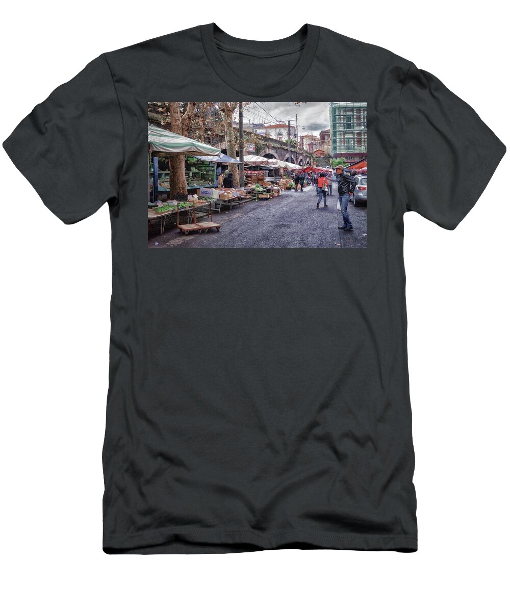 Catania T-Shirt featuring the photograph Market Day in Catania by Monroe Payne