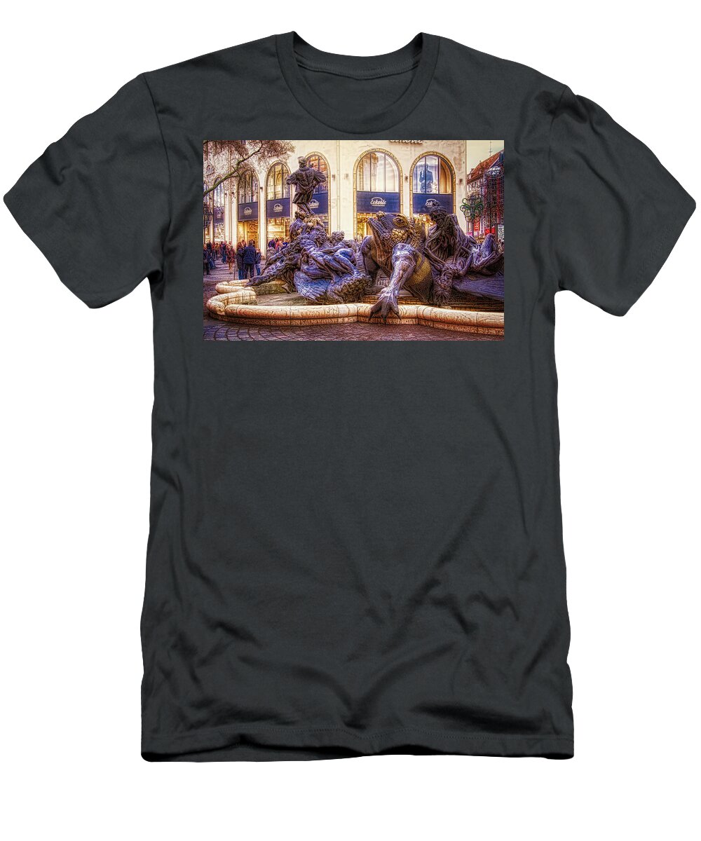 Water Fountain T-Shirt featuring the photograph Marriage Merry-Go-Round water fountain Nuremberg by Tatiana Travelways