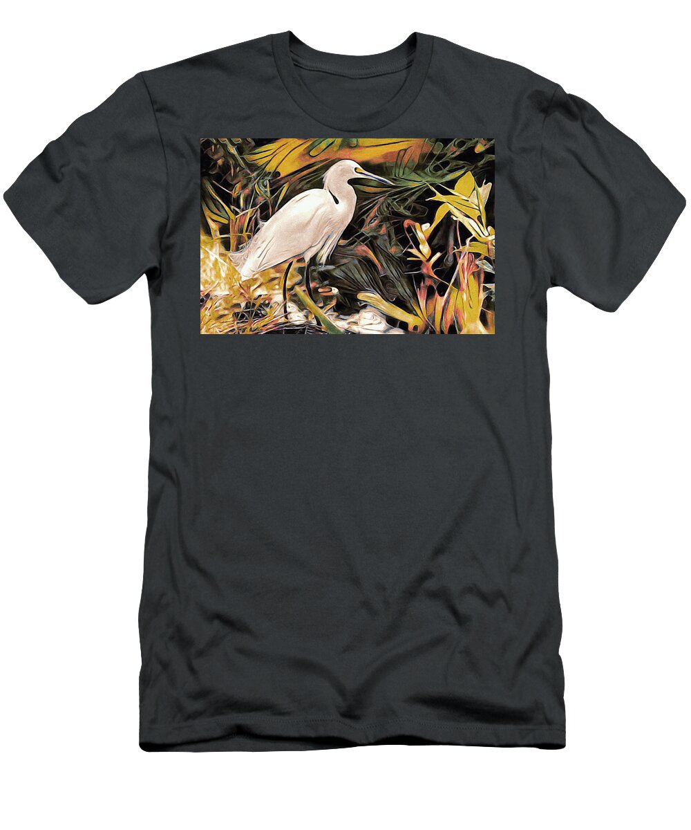 Marsh Heron T-Shirt featuring the painting Marsh Heron by Susan Maxwell Schmidt