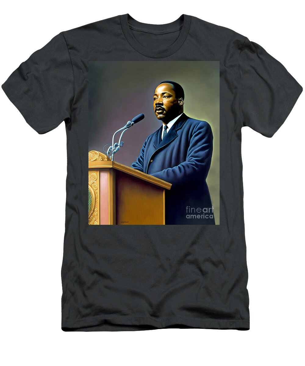 Wingsdomain T-Shirt featuring the mixed media Martin Luther King Jr 20230127g by Wingsdomain Art and Photography