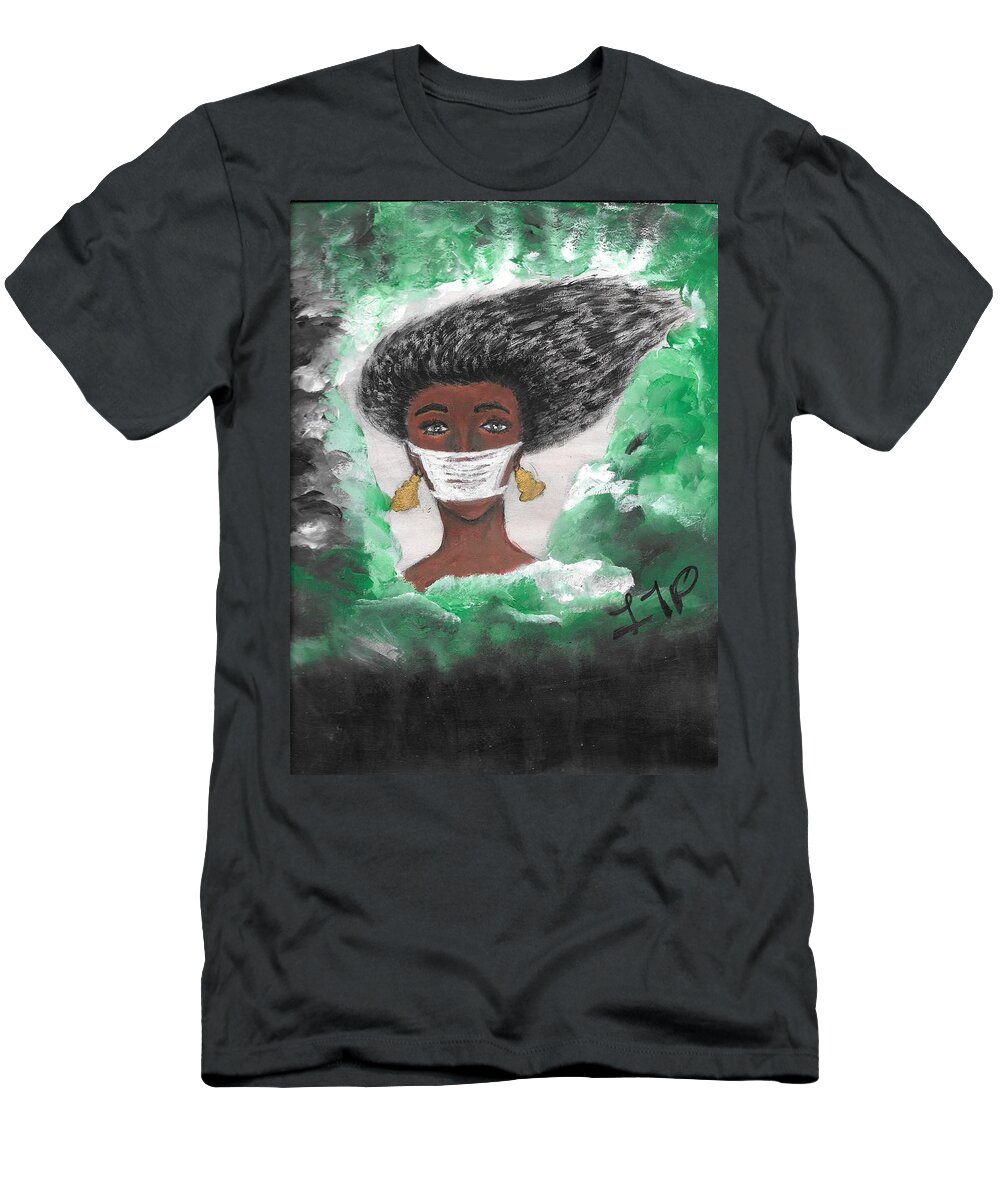 Mask T-Shirt featuring the painting Masked Goddess by Esoteric Gardens KN