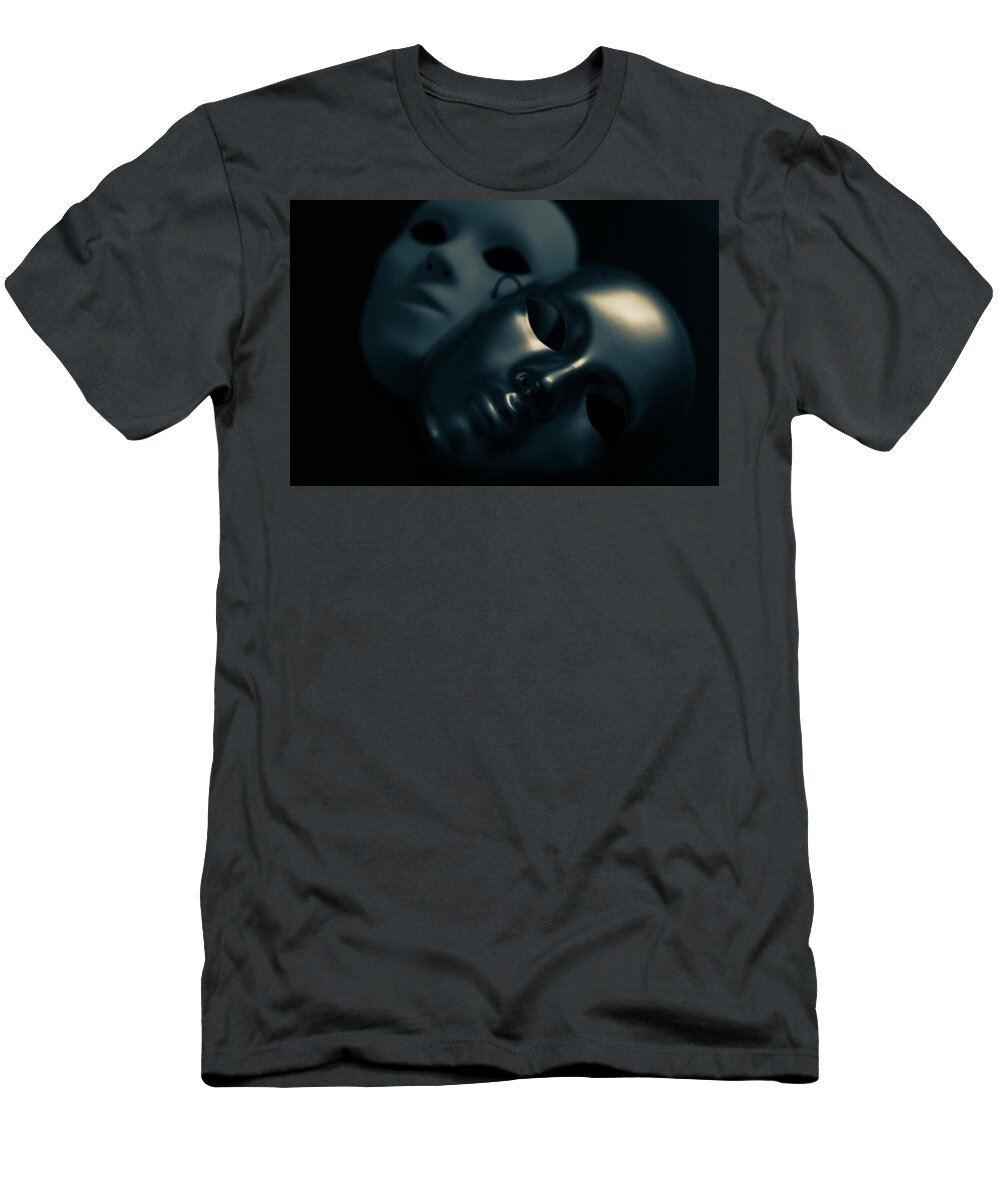 Mask T-Shirt featuring the photograph Masks in Blue by Amelia Pearn