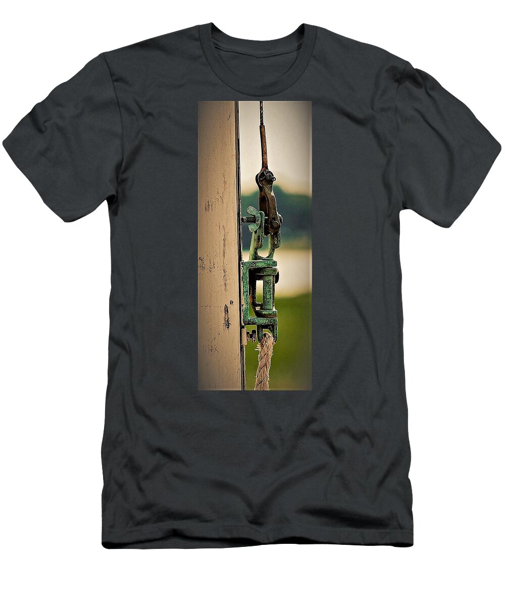 Boat Mast Halyard Rope Sailing T-Shirt featuring the photograph Mast Halyard by John Linnemeyer