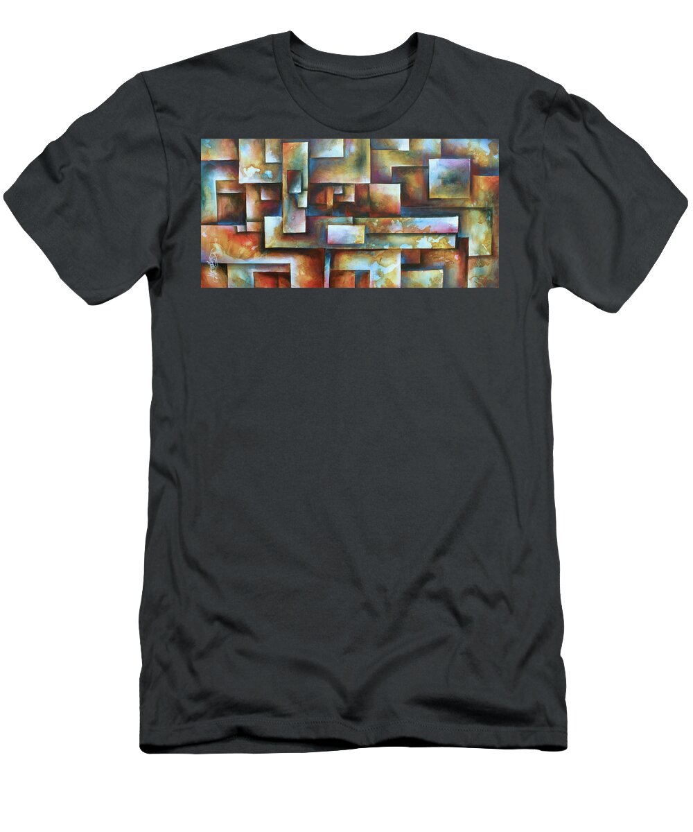 Geometric T-Shirt featuring the painting Maze 1 by Michael Lang