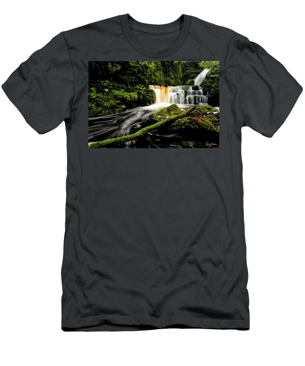 Mclean-falls T-Shirt featuring the photograph McLean Falls by Gary Johnson