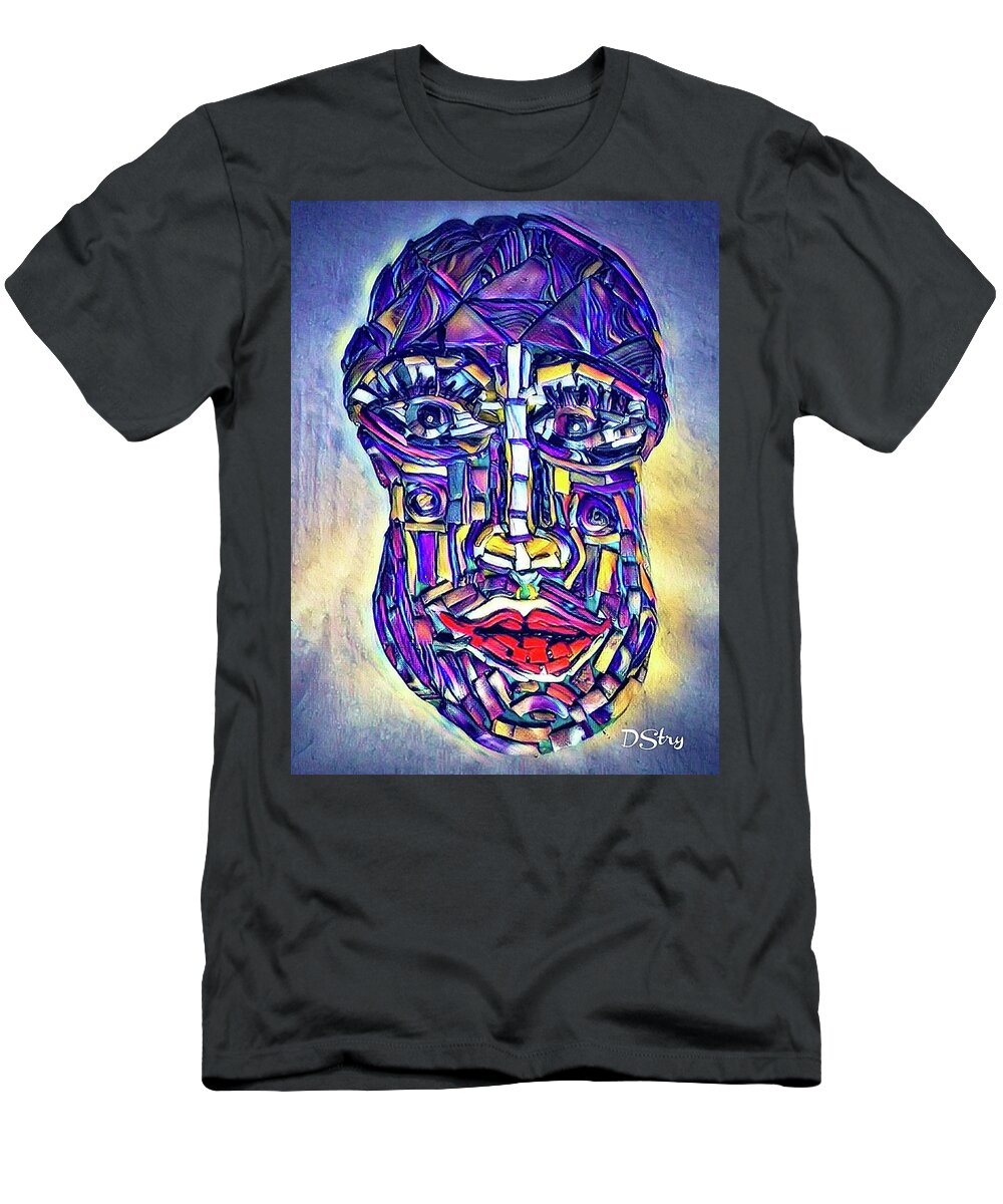 Mask T-Shirt featuring the mixed media Mechanica by Deborah Stanley