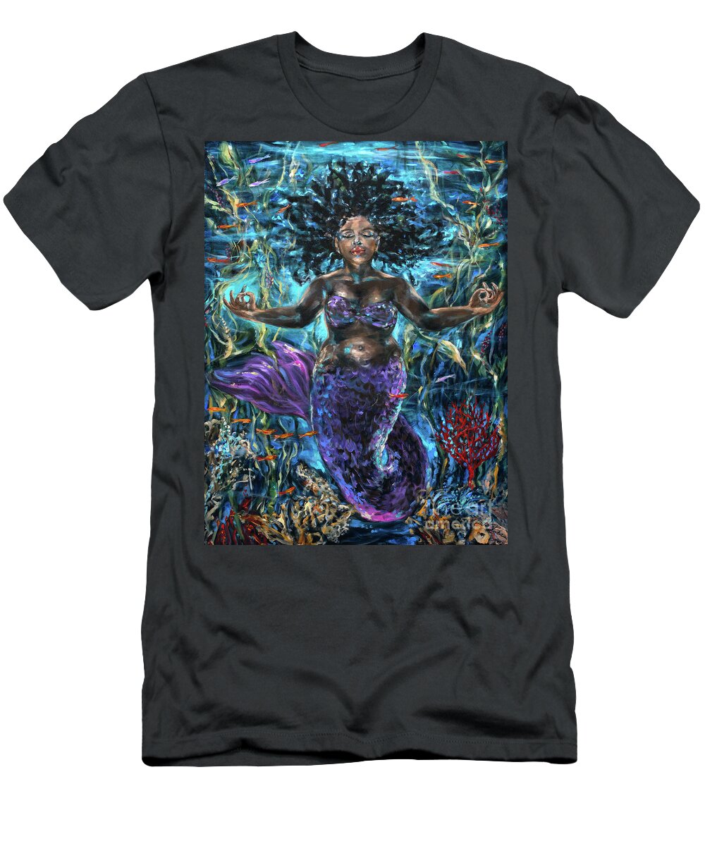 Mermaid T-Shirt featuring the painting Meditation by Linda Olsen