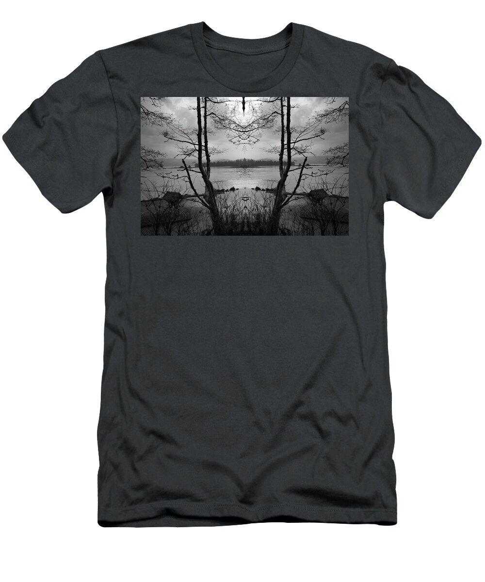 Salmon River T-Shirt featuring the photograph Meditation on Symetry at the Salmon River by John Parulis