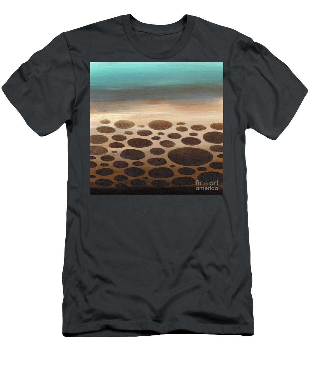 River Pebbles T-Shirt featuring the painting Meditative River Bottom by Donna Mibus
