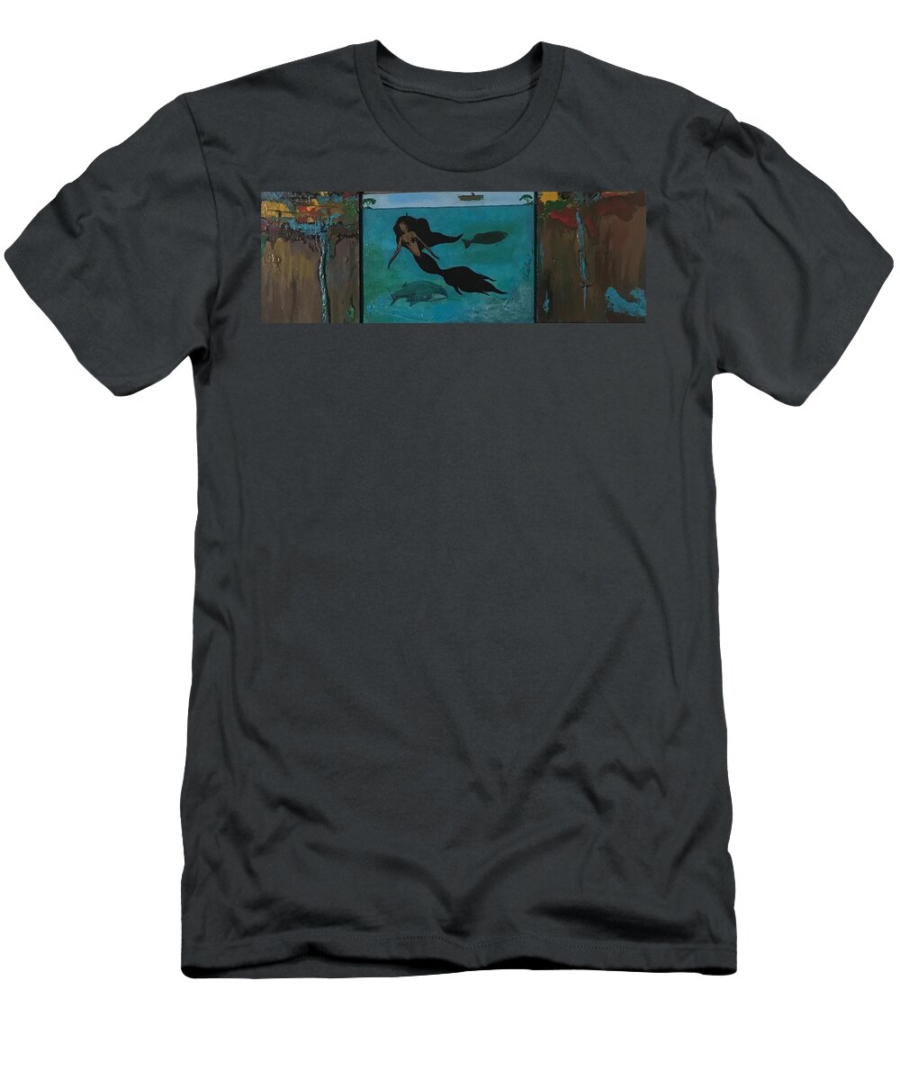  T-Shirt featuring the painting Mermaid Wave by Charles Young