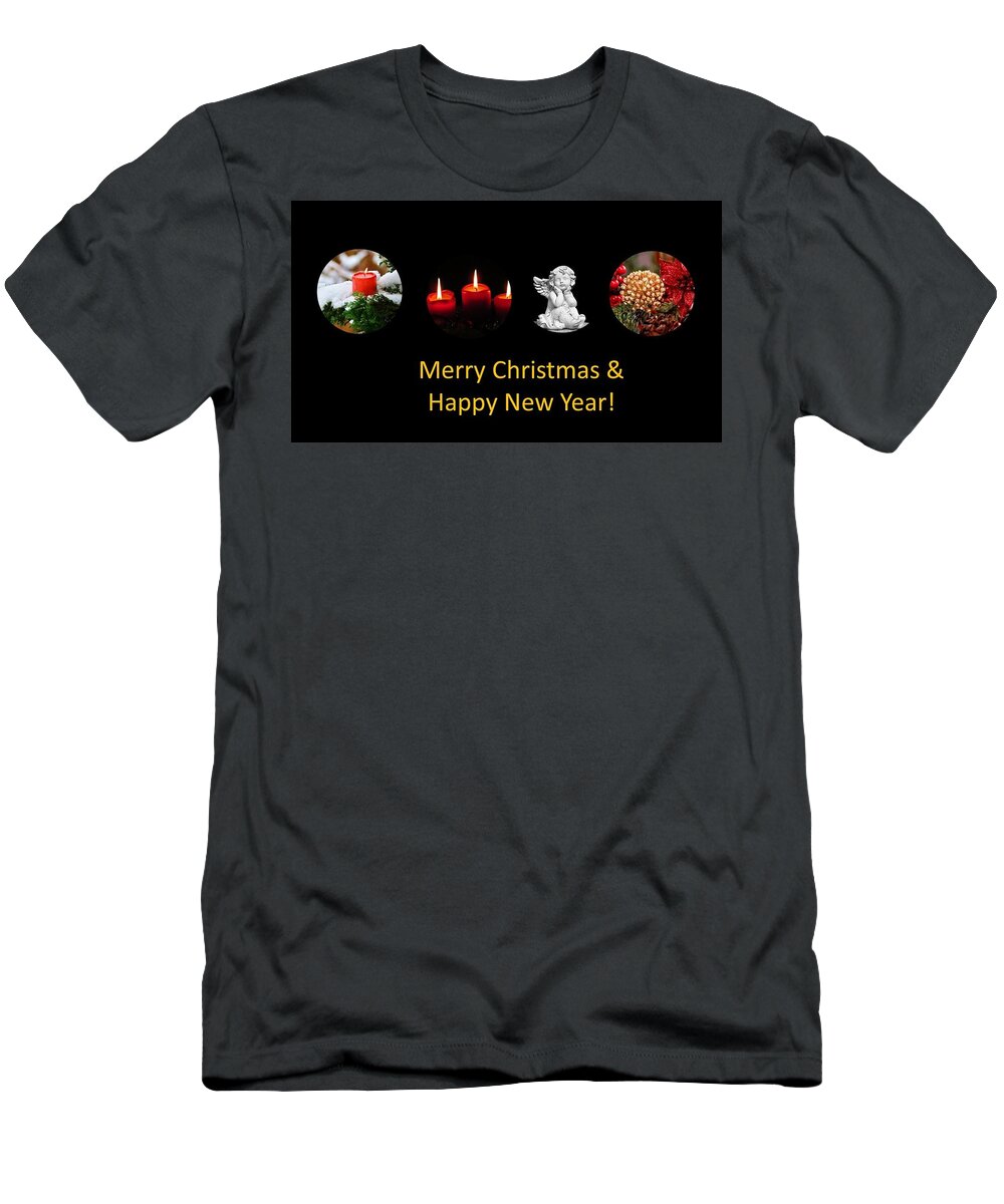 Christmas T-Shirt featuring the photograph Merry Christmas and Happy New Year by Nancy Ayanna Wyatt