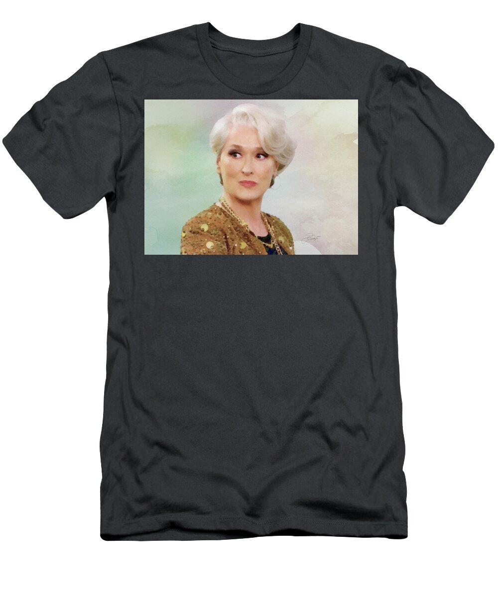 Meryl Streep T-Shirt featuring the digital art Meryl Streep by Jerzy Czyz