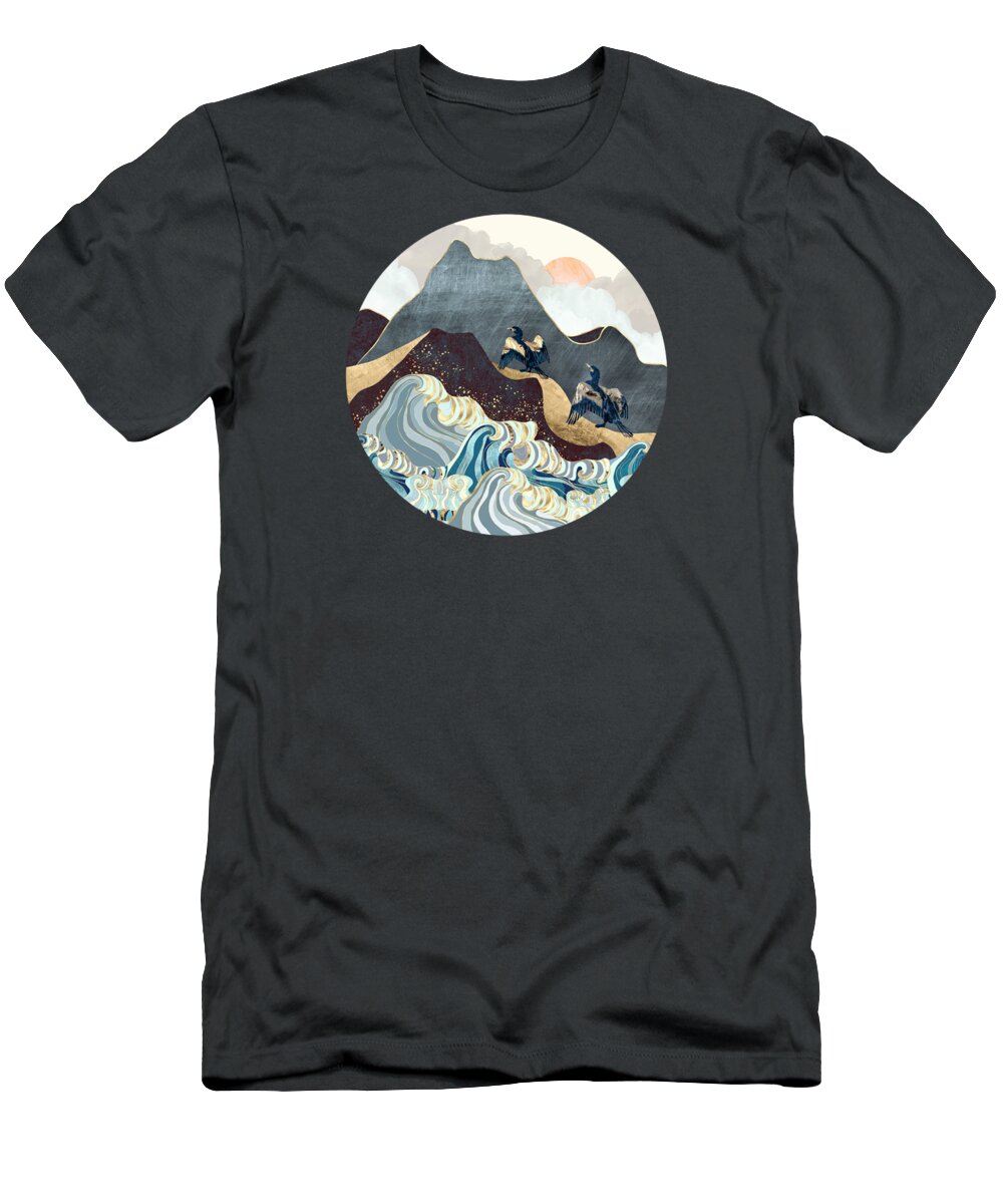 Ink T-Shirt featuring the digital art Metallic Waves by Spacefrog Designs