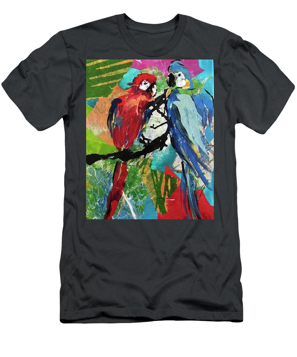Parrots T-Shirt featuring the painting Mexico Macaws by Elaine Elliott