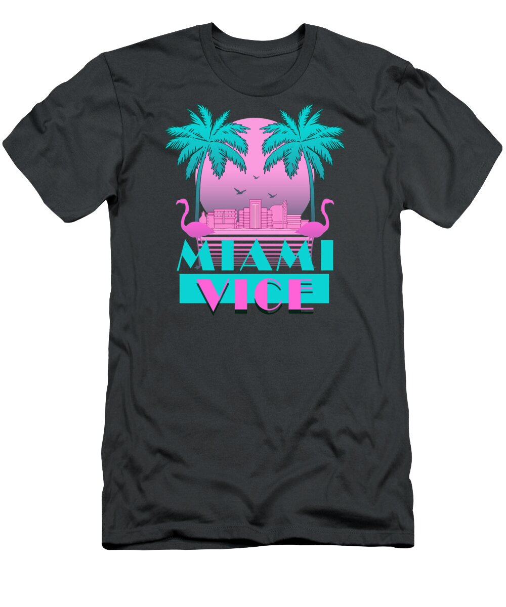 Miami T-Shirt featuring the drawing Miami Vice by Qori Laksita