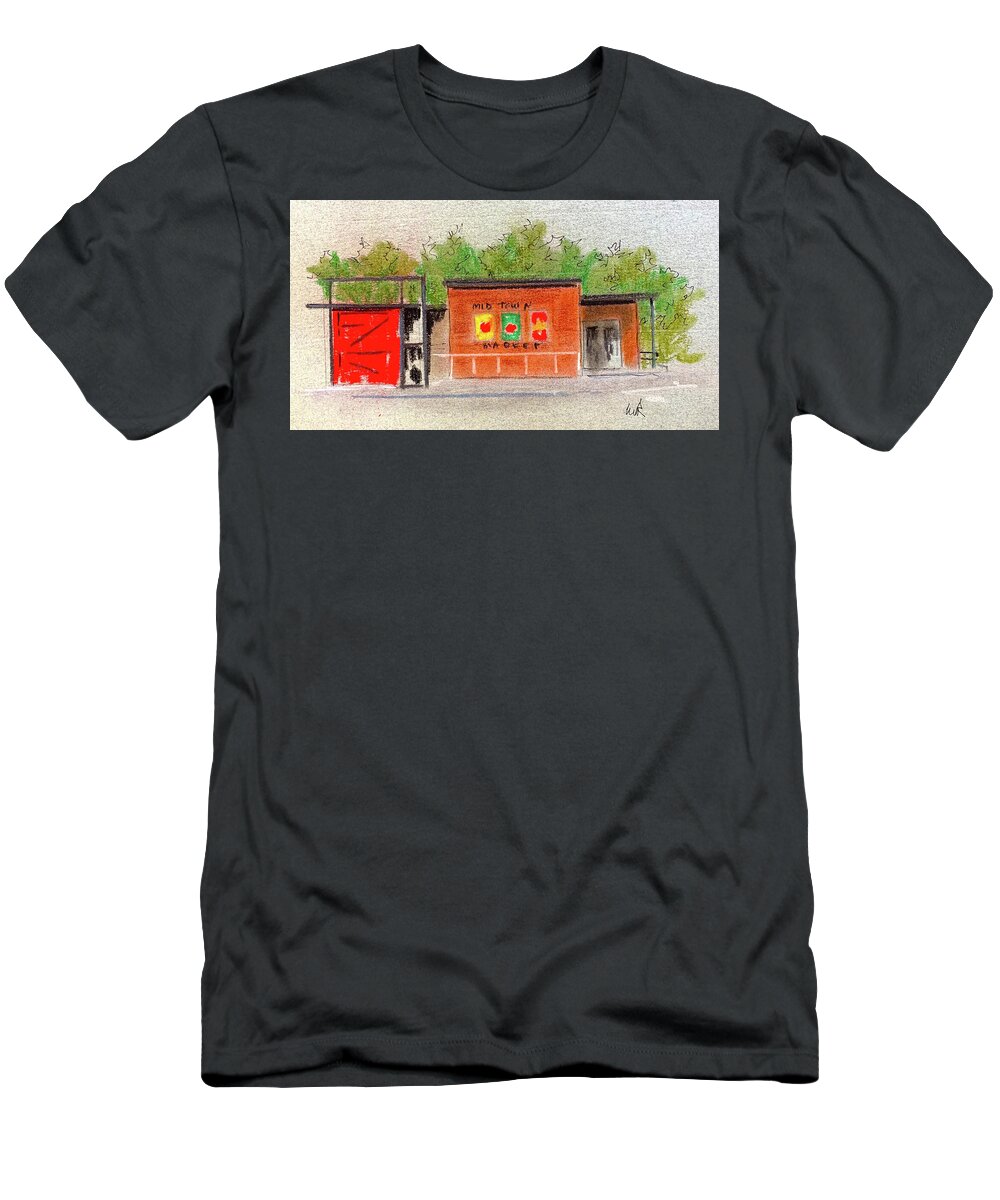 Architecture T-Shirt featuring the painting Midtown Market by William Renzulli