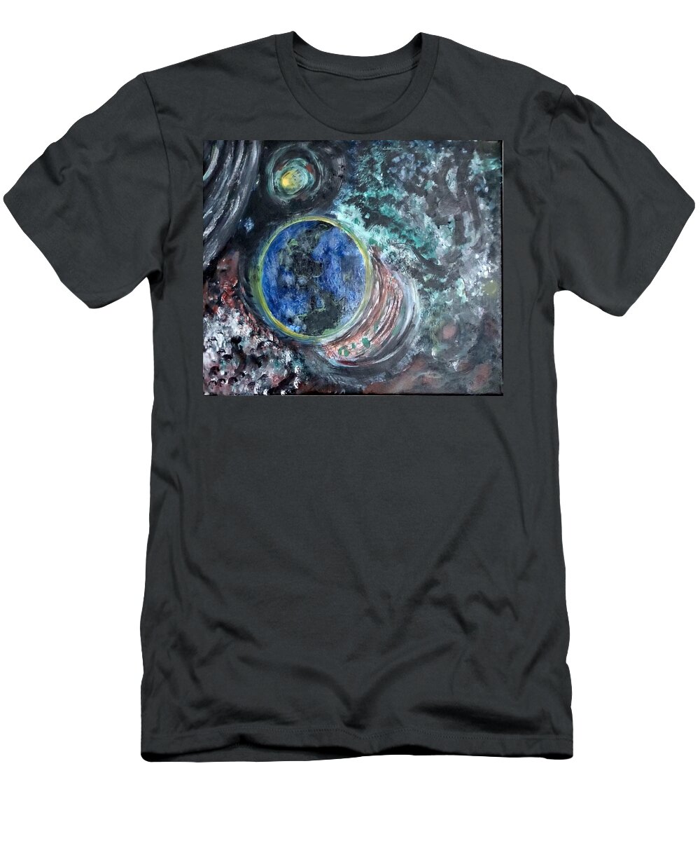 Milk Way T-Shirt featuring the painting Milky Way Galaxy by Suzanne Berthier