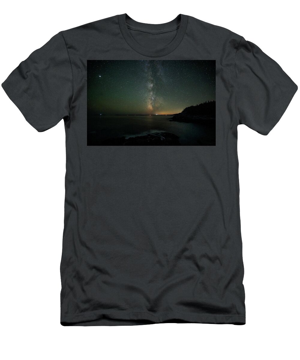 Acadia T-Shirt featuring the photograph Milky Way over Acadia by GeeLeesa