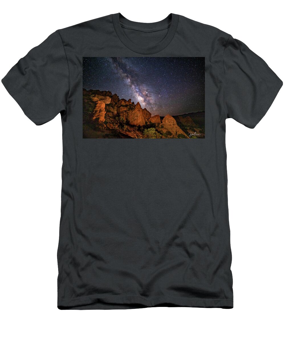 Milky Way T-Shirt featuring the photograph Milky Way Over Rocky Terrain by Dan Norris