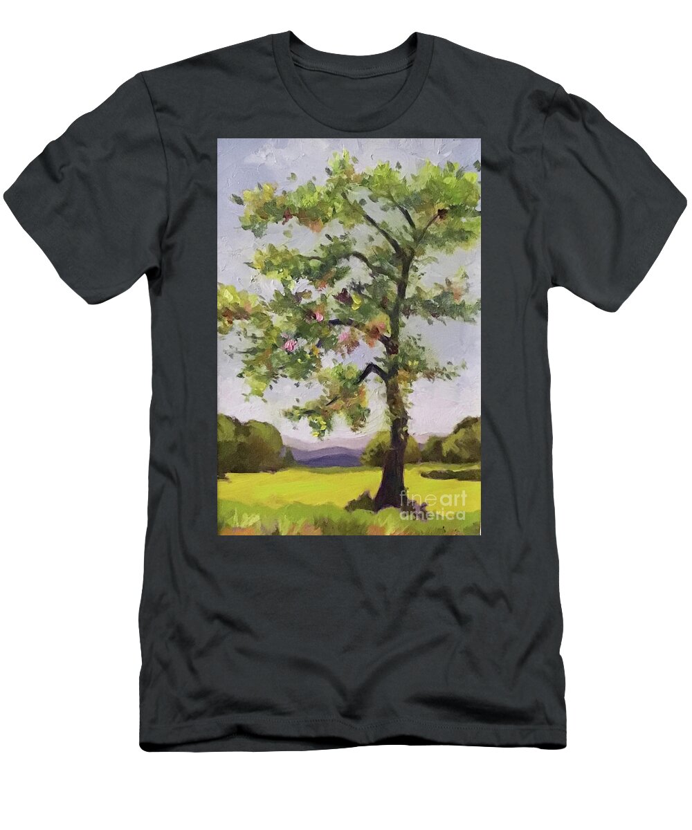 Tree T-Shirt featuring the painting Mills River Tree by Anne Marie Brown