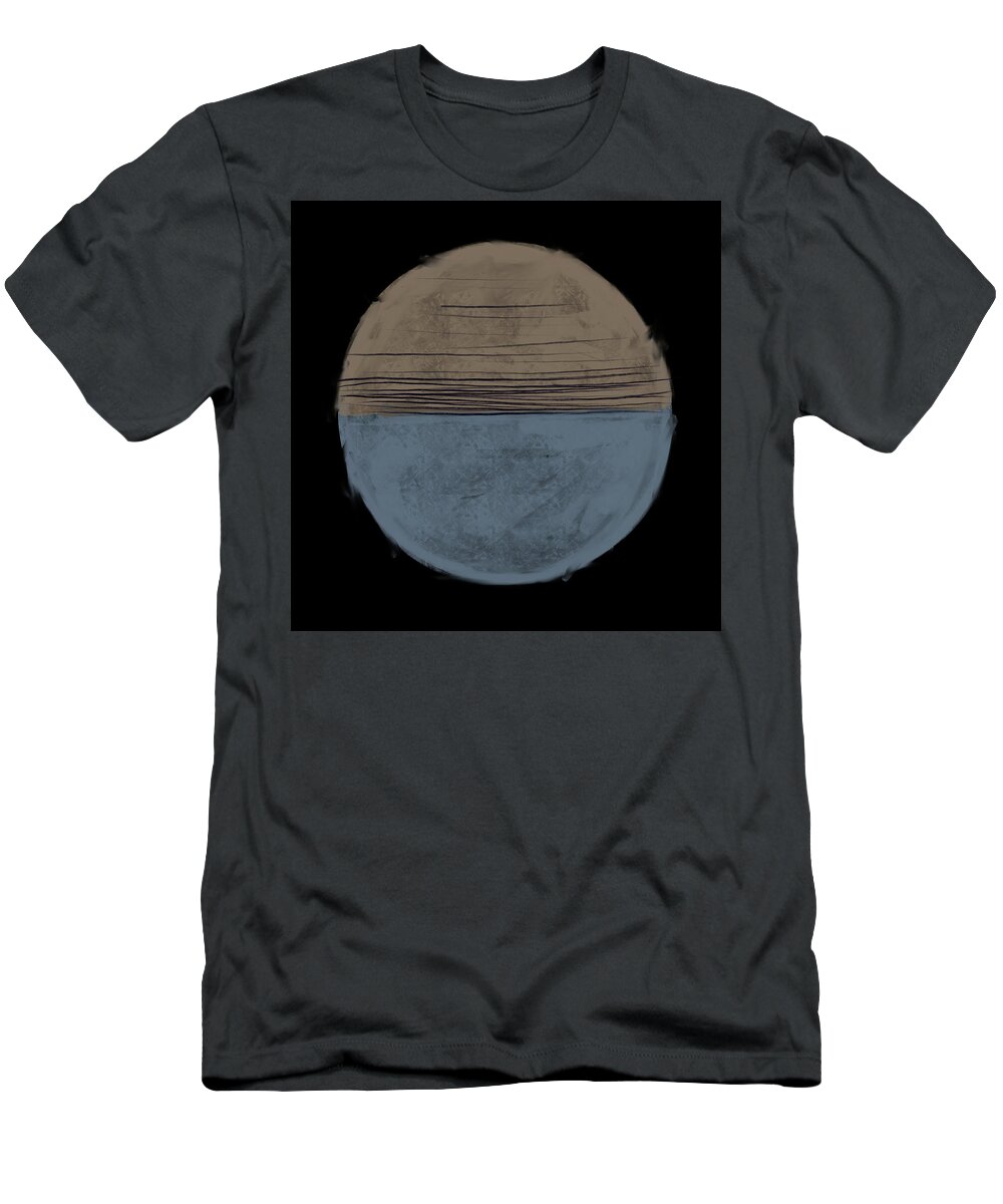 Abstract T-Shirt featuring the digital art Minimal Abstract Painting with a Split Circle - No2 by Studio Grafiikka
