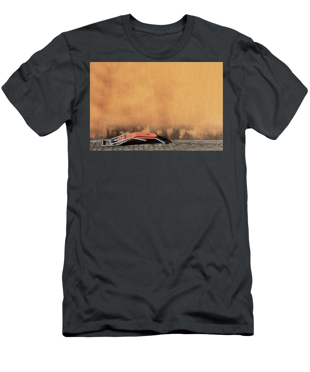 Minimal T-Shirt featuring the photograph Minimalist Orange Sunbed by Martin Vorel Minimalist Photography