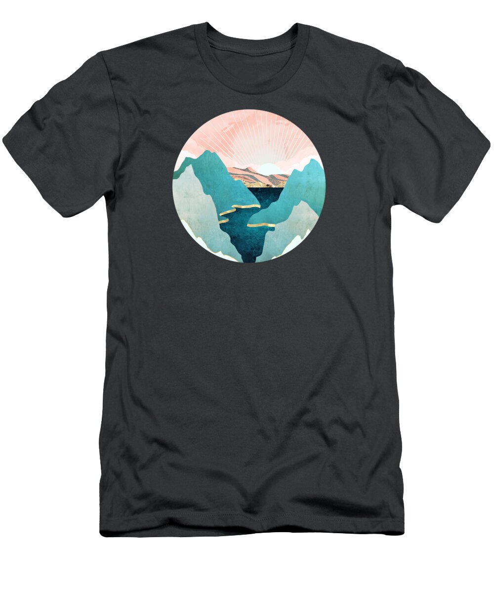 Mint T-Shirt featuring the digital art Mint Mountains by Spacefrog Designs