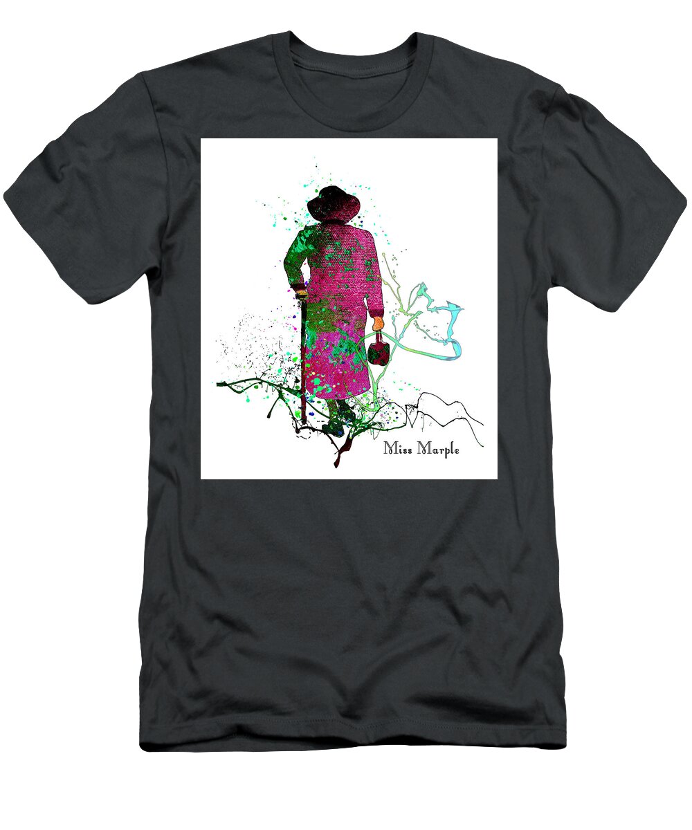 Watercolour T-Shirt featuring the painting Miss Marple by Miki De Goodaboom