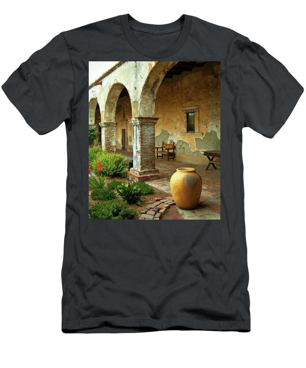 Mission San Juan Capistrano T-Shirt featuring the photograph Mission San Juan Capistrano, California by Denise Strahm