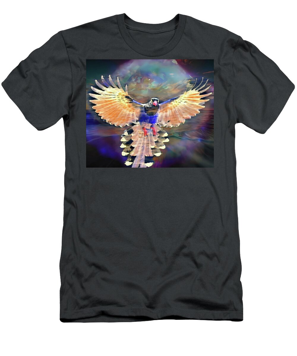  T-Shirt featuring the digital art Mockingbird Visit by Christina Knight