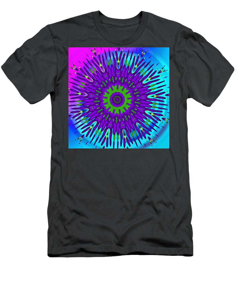 Abstract T-Shirt featuring the digital art Mod 60's - Rainbow Mandala by Ronald Mills