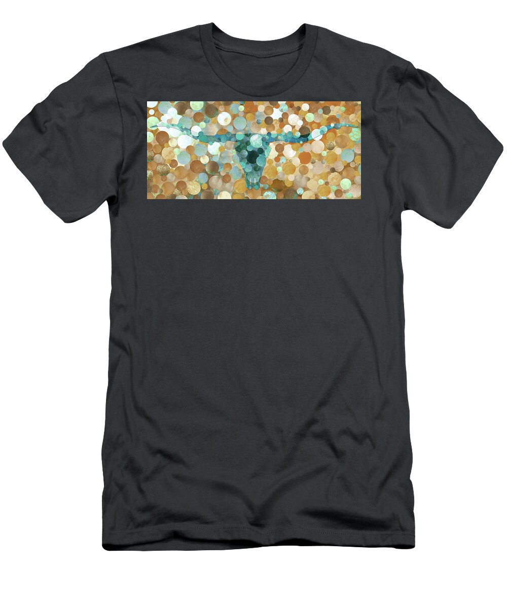 Cow T-Shirt featuring the painting Modern Longhorn Cow Art by Sharon Cummings