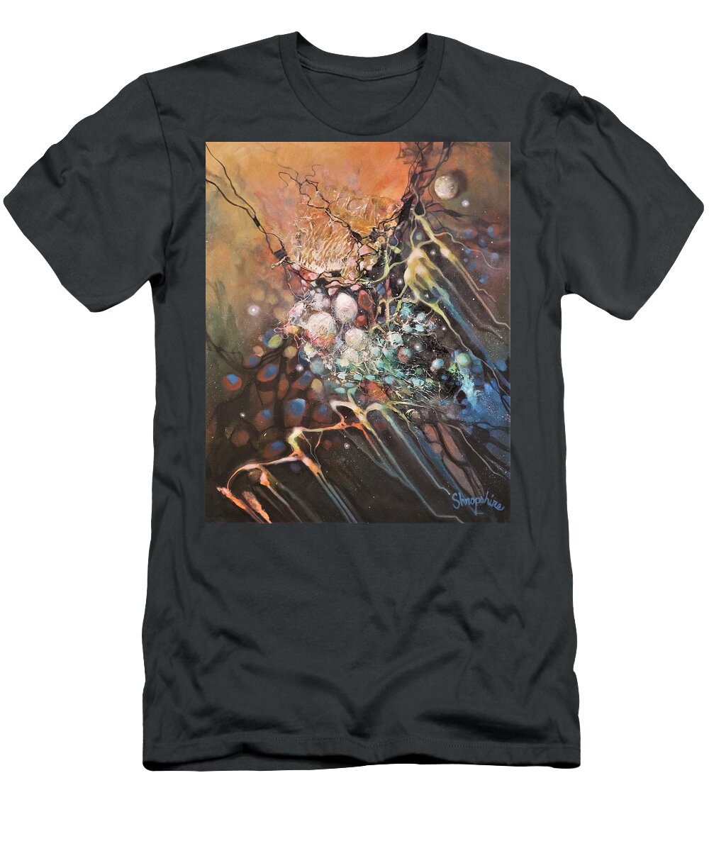 Abstract T-Shirt featuring the painting Molecular Response by Tom Shropshire