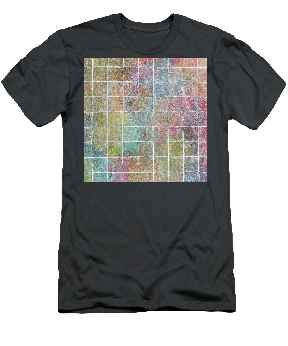 Monet's Garden T-Shirt featuring the mixed media MONET'S GARDEN SQUARED Pastel Abstract by Lynnie Lang