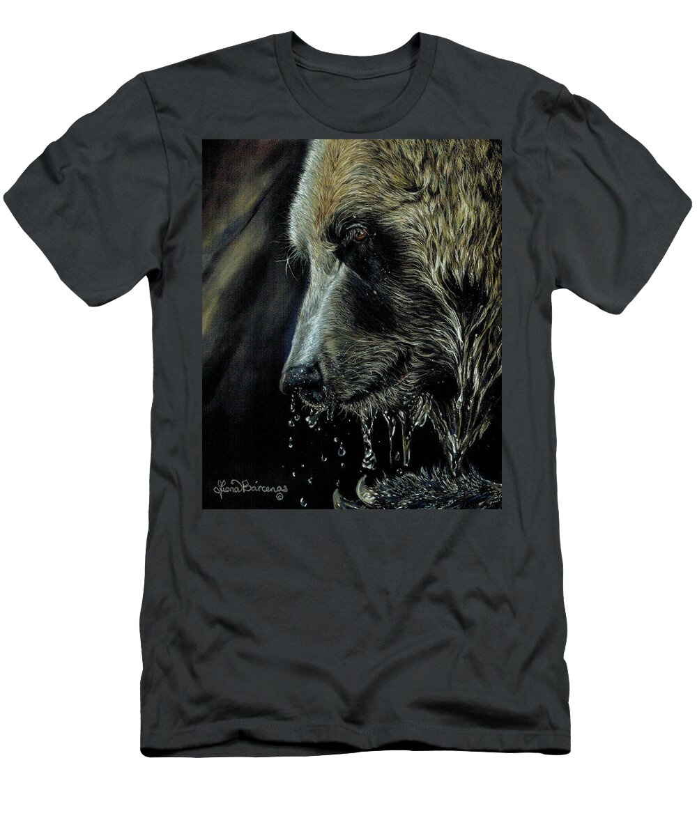 Montana T-Shirt featuring the pastel Montana Grizzly Bear by Fiona Barcenas