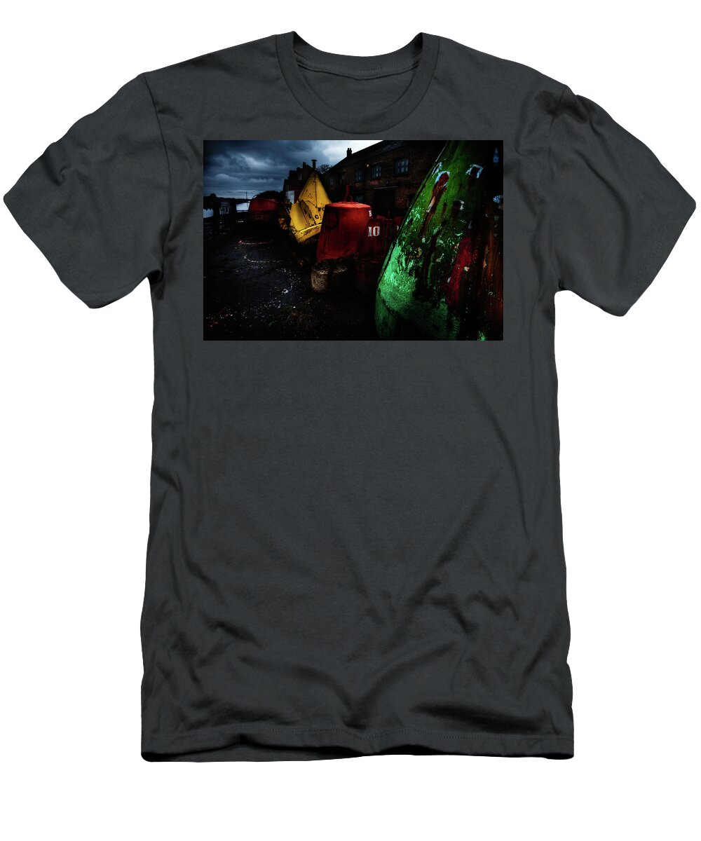 Europe T-Shirt featuring the photograph Moody Buoys Ready to Float by Dennis Dame