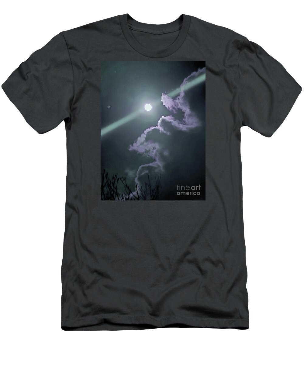 Moon T-Shirt featuring the digital art Moon Abstract Mauve by Tracey Lee Cassin