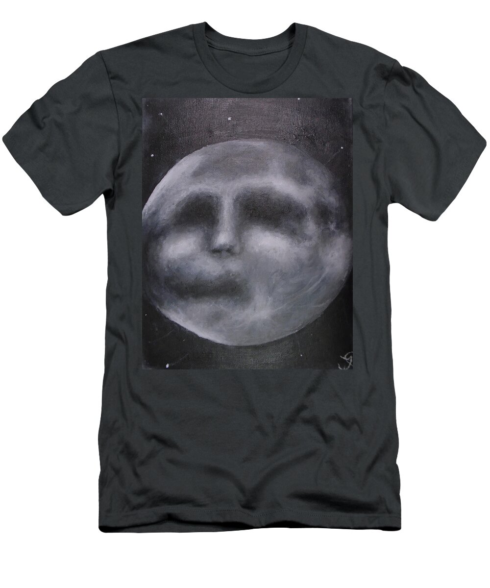 Moon T-Shirt featuring the painting Moon Man by Jen Shearer