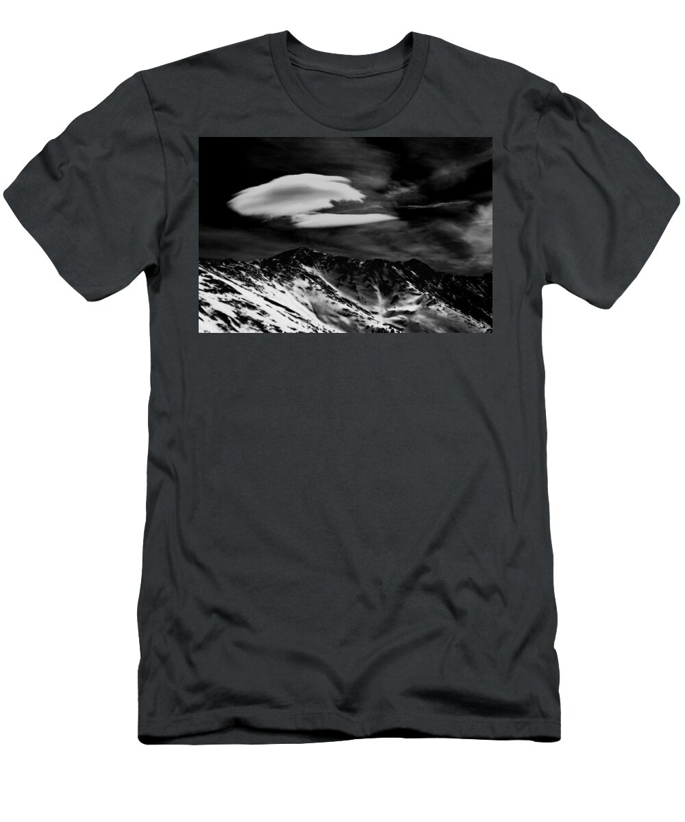 Wayne T-Shirt featuring the photograph Moon over Loveland Monochrome by Wayne King