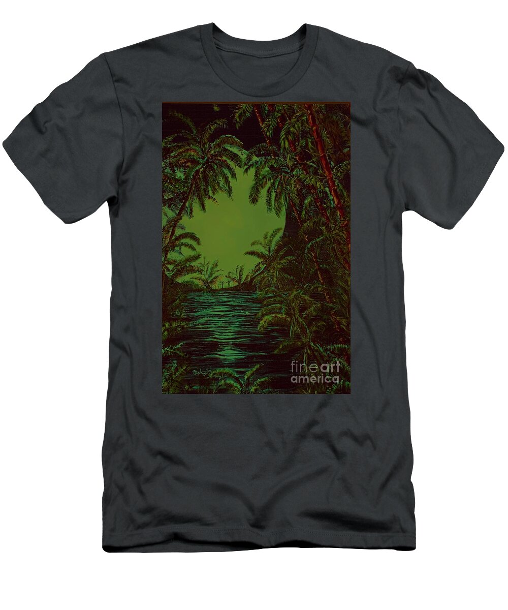 Hawaiian Blue Moon T-Shirt featuring the painting Moon Warmth by Michael Silbaugh
