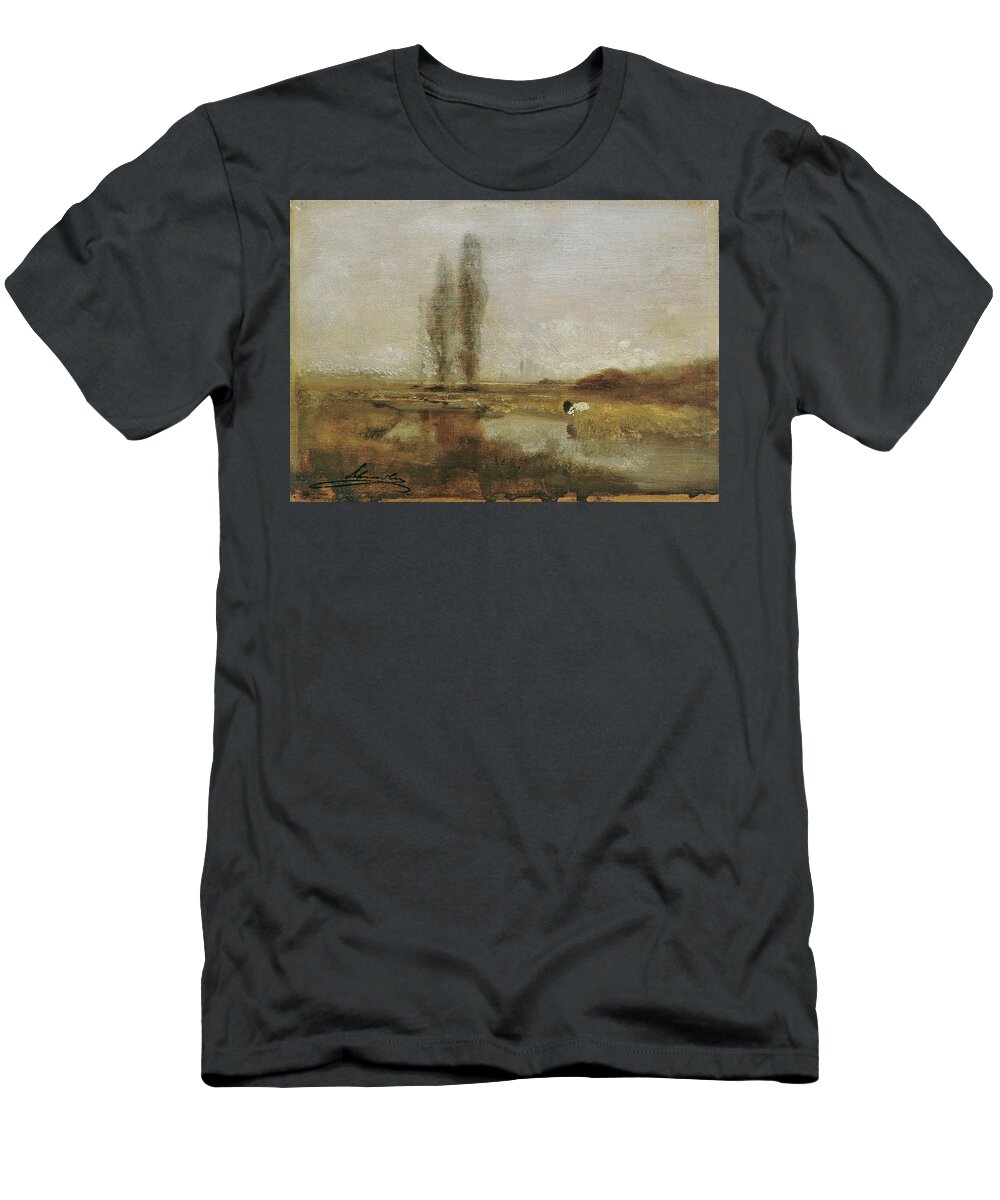 Woman T-Shirt featuring the painting Moorland near Lundenburg dating around by MotionAge Designs