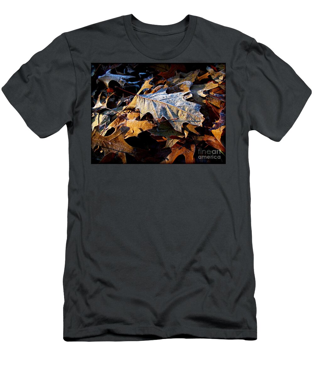 Nature T-Shirt featuring the photograph Morning Frost Autumn Leaves by Frank J Casella