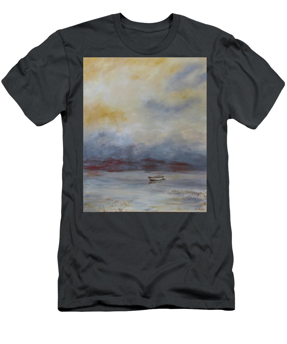 Rowboat T-Shirt featuring the painting Waiting by Katrina Nixon